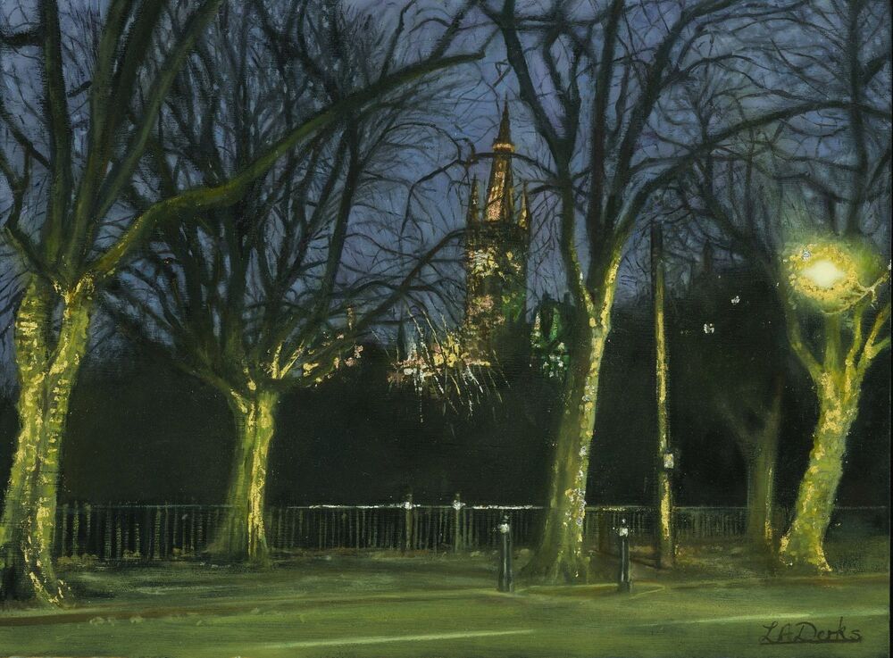 'Evening Light, Glasgow University 2' by artist Lesley Anne Derks